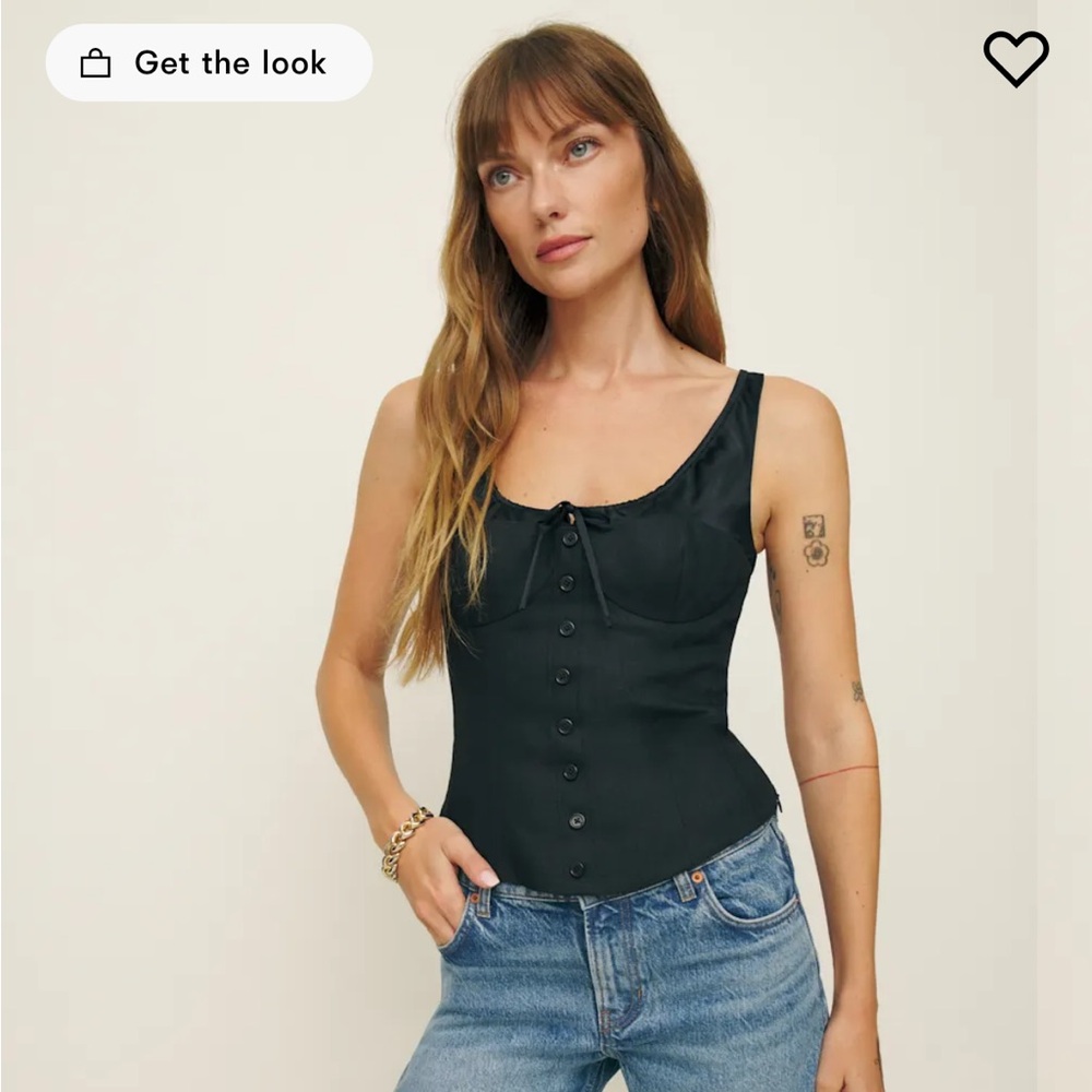 Reformation Black Bustier Bodysuit Sleeveless